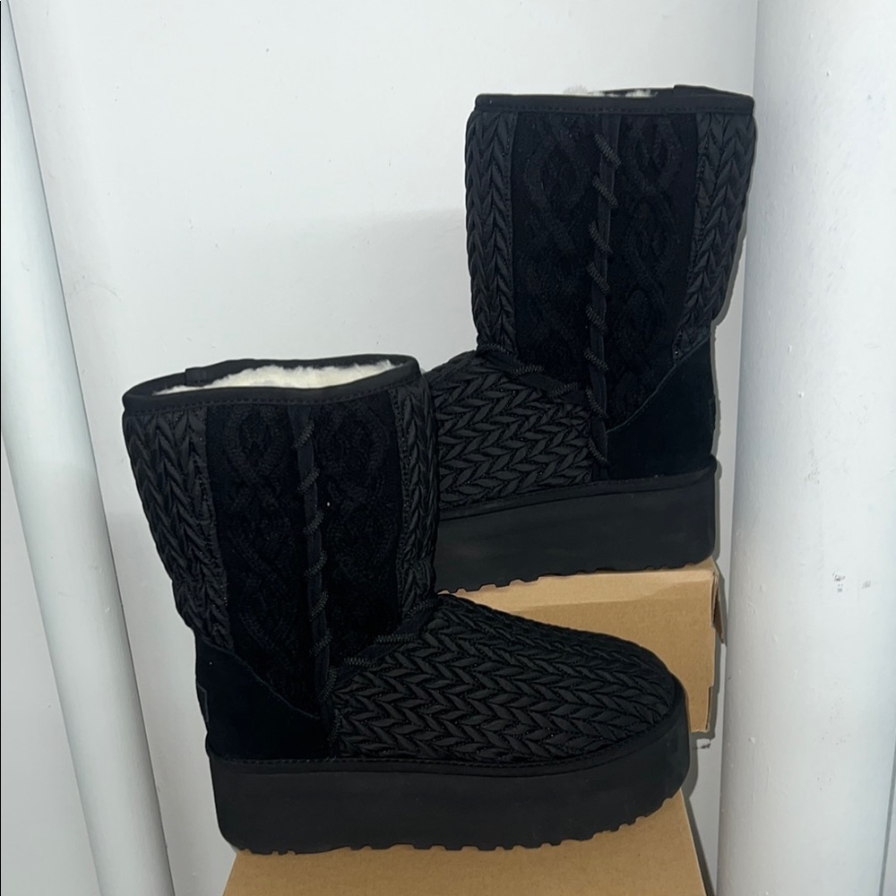 UGG Black Knit Women's Boots
